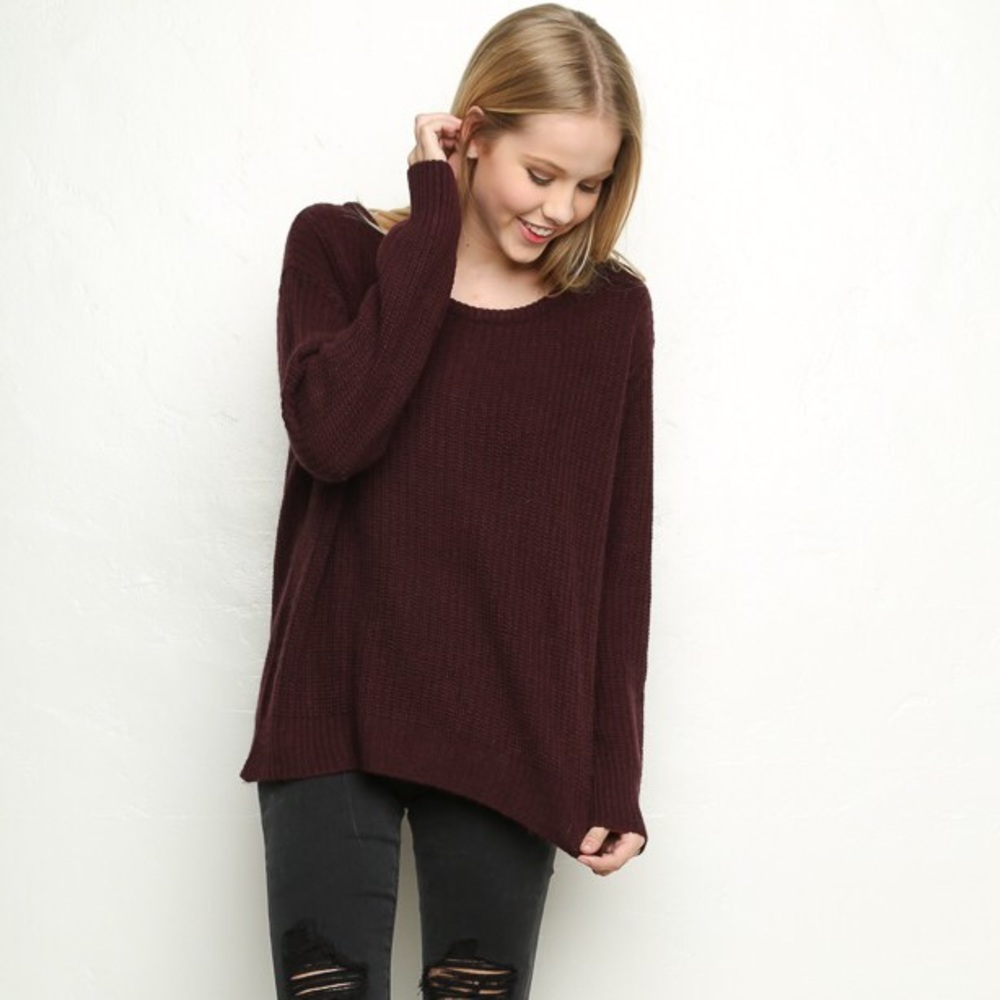Brandy Melville Leia Sweater Burgundy